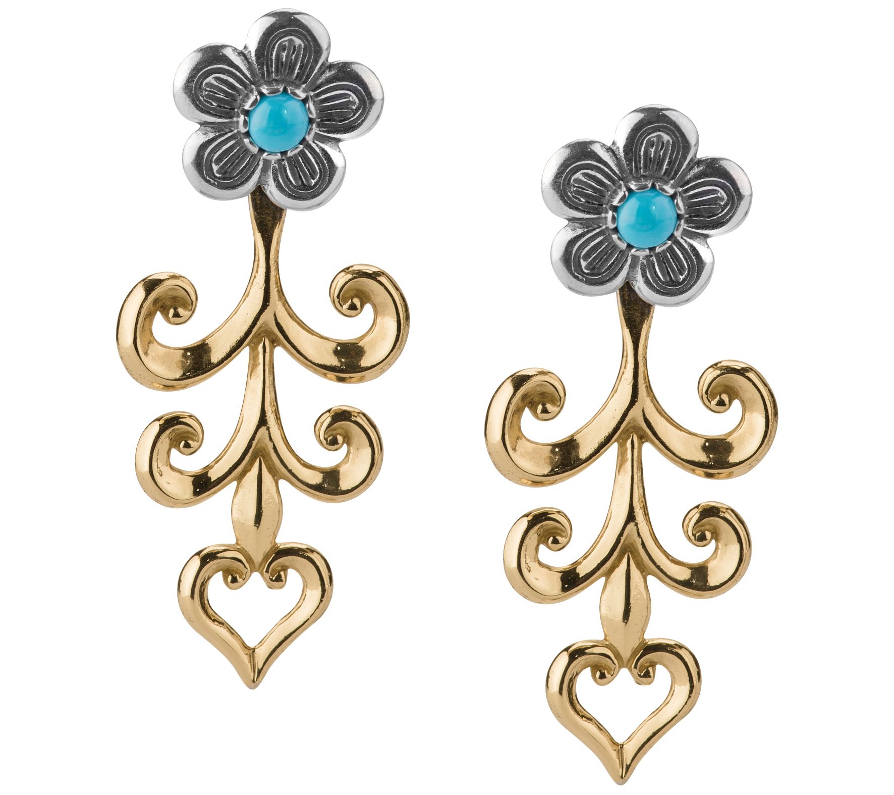 American West Two-Tone Turquoise Floral Ear Jac ket