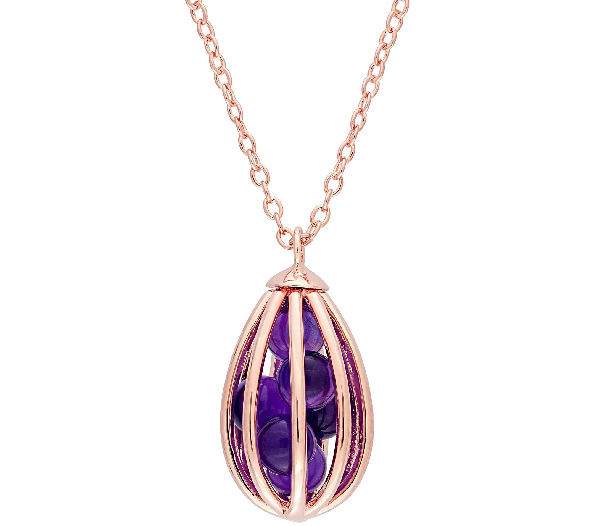 18K Rose Gold Plated 2.70 cttw Amethyst Pendant w/ Chain