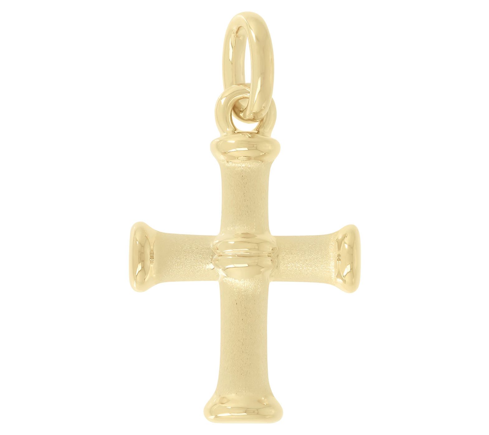 BellaOro Polished & Satin Cross Pendant, 14K O ver Resin