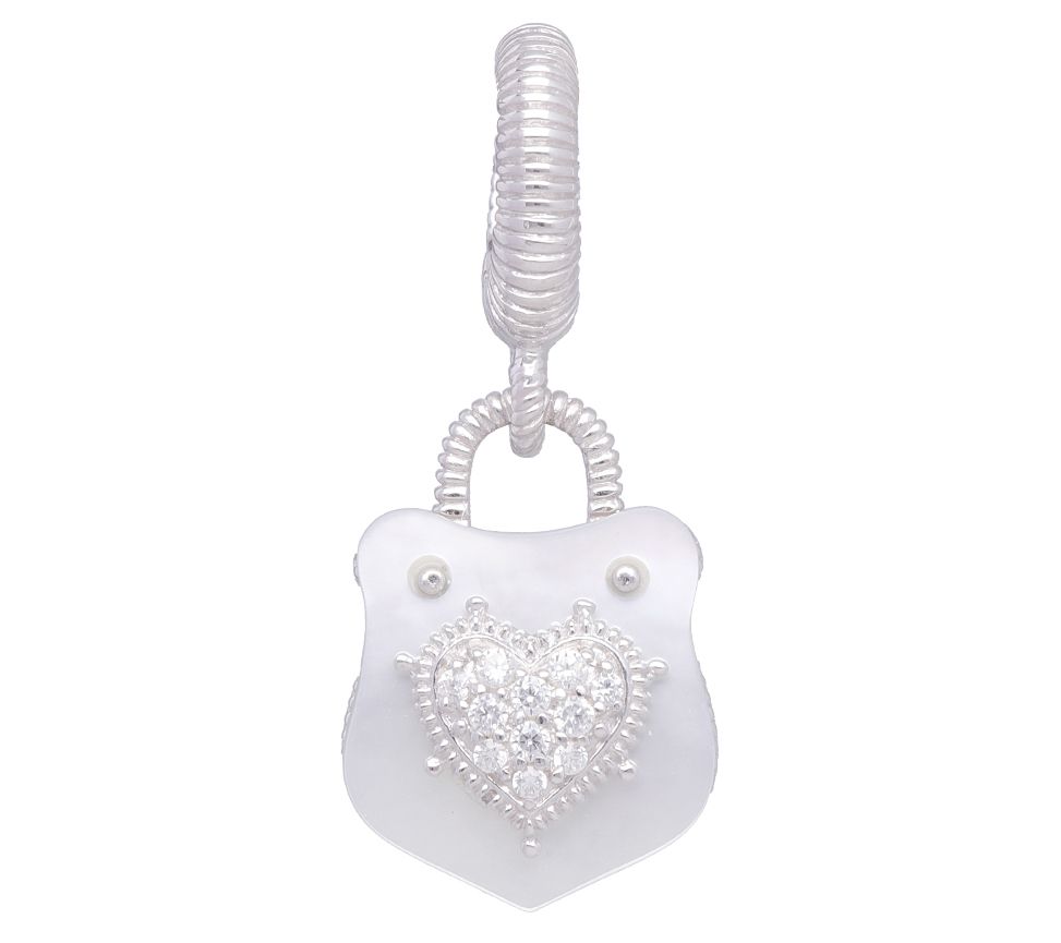 JUDITH Classic Diamonique & Mother of Pearl Charm, Sterling