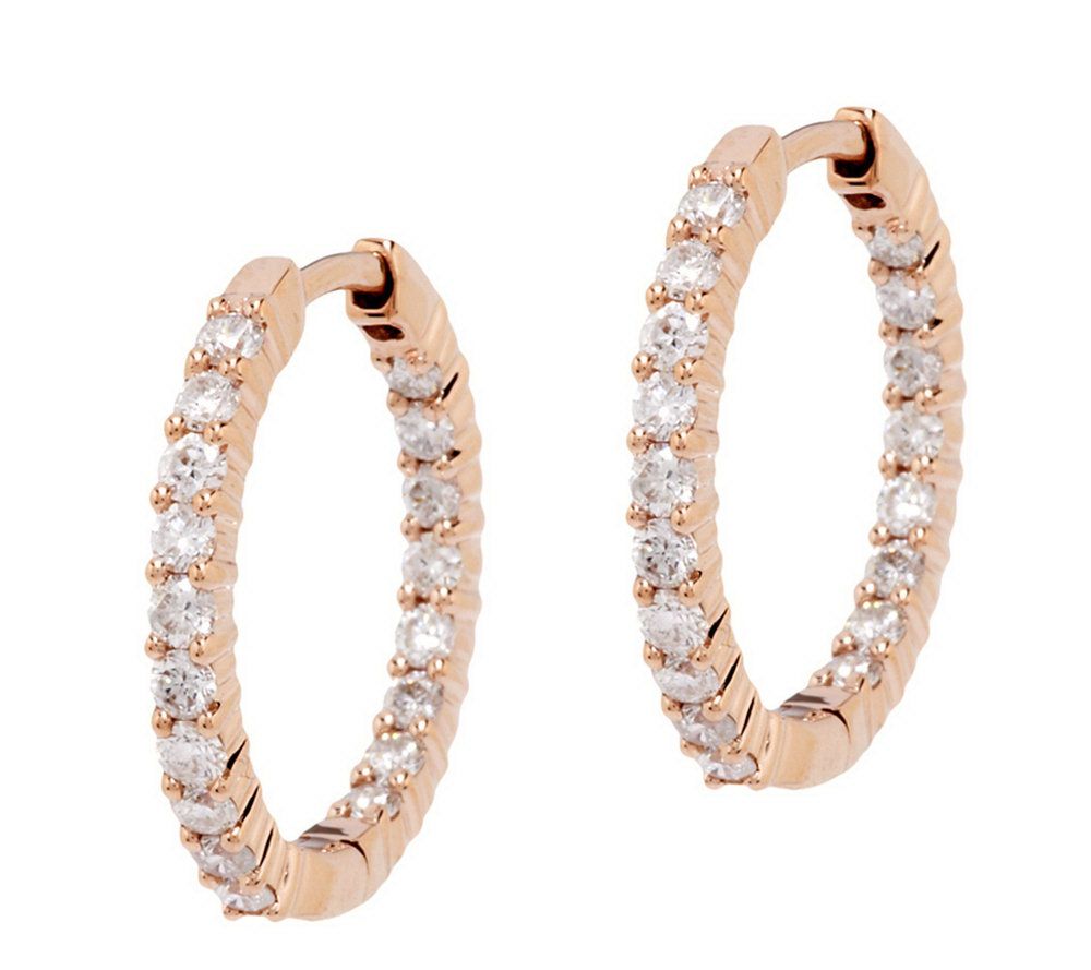Affinity 1.00 cttw Diamond Inside Out Hoop Earr ings, 14K