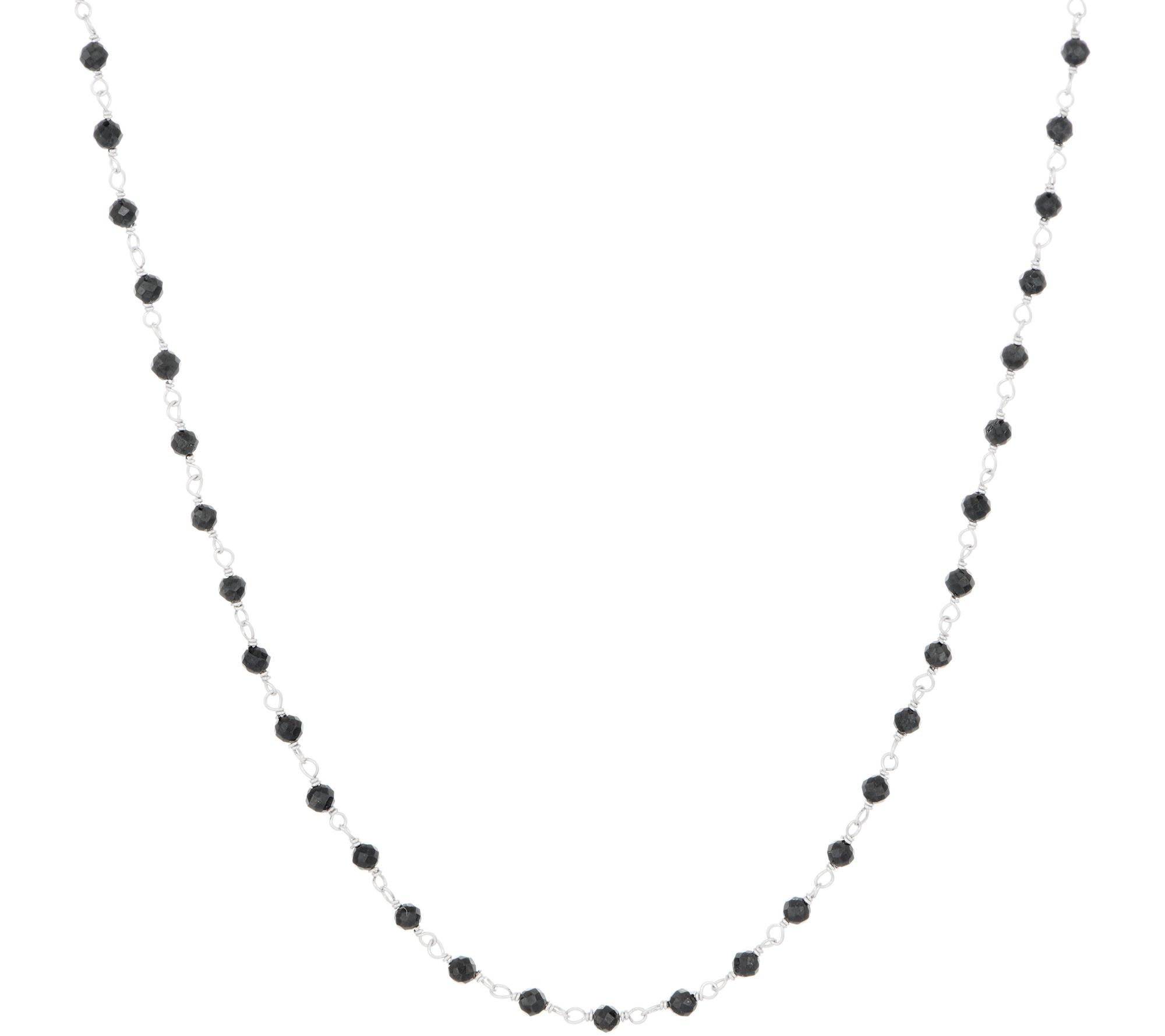 Italian Silver 11.20 cttw Black Spinel Sterling 18 Necklace