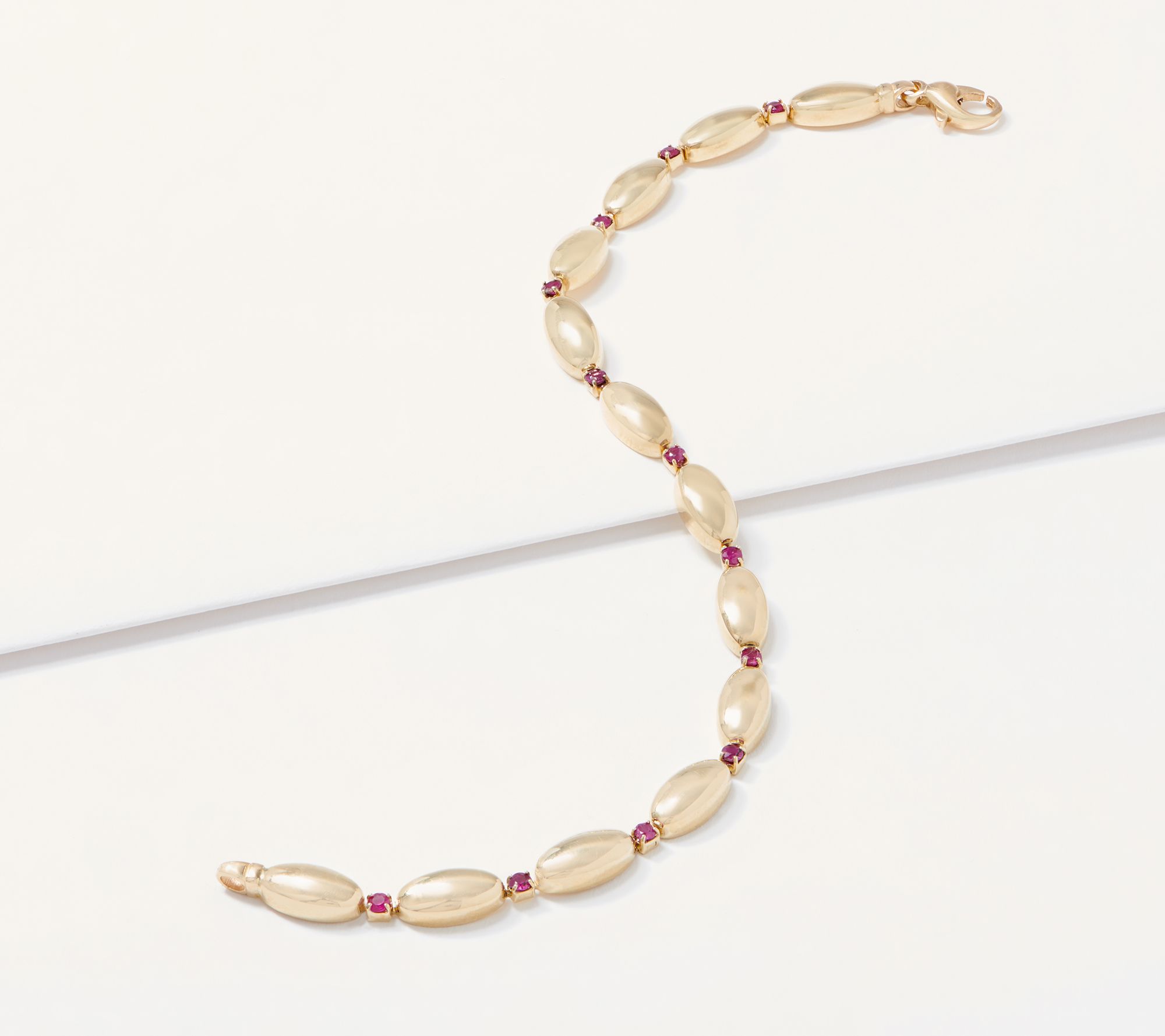 Italian Gold 8 Oval Bead Precious Gemstone Bracelet, 14K