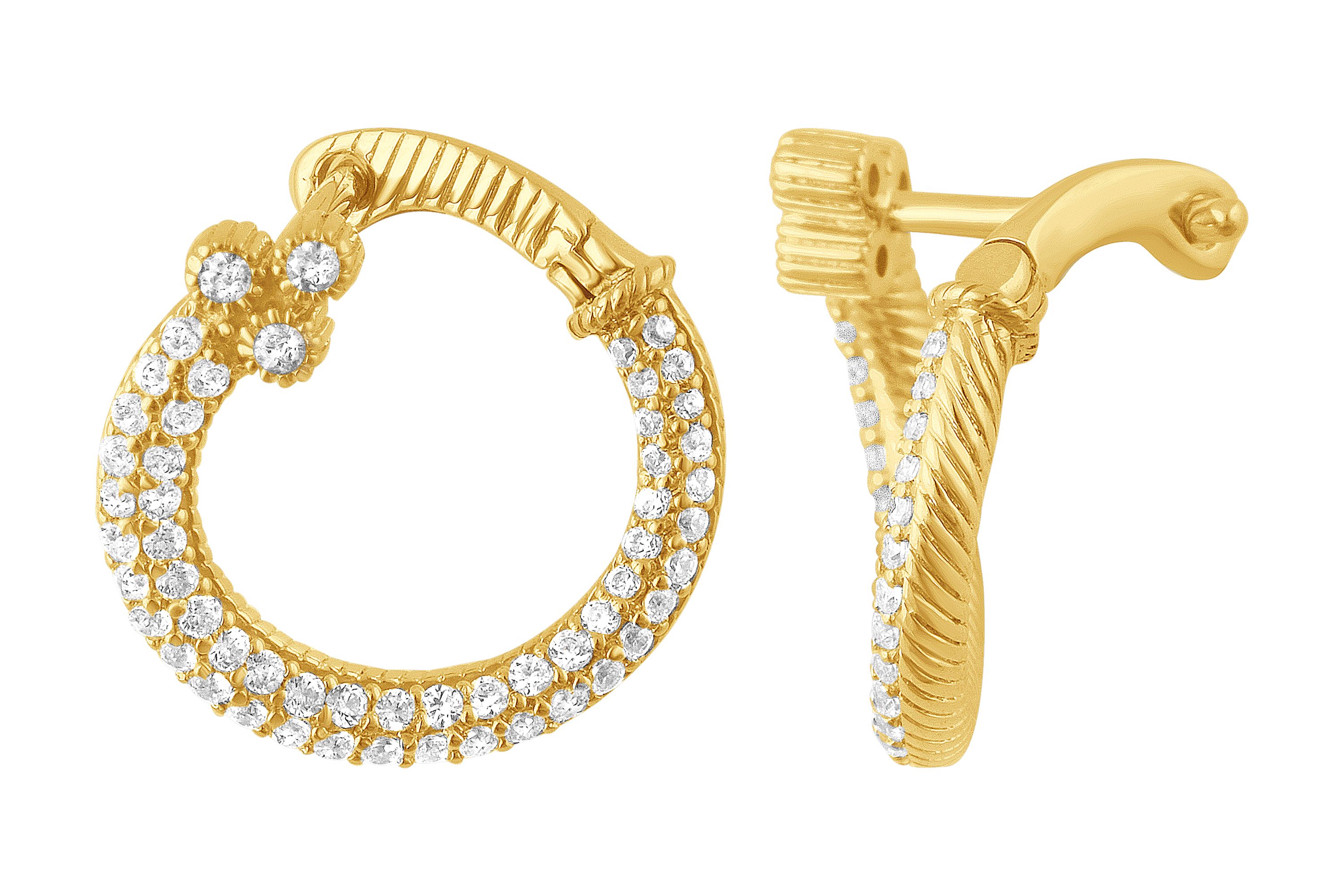 Judith Ripka 14K Gold 0.50 cttw Diamond Hoo p E arrings