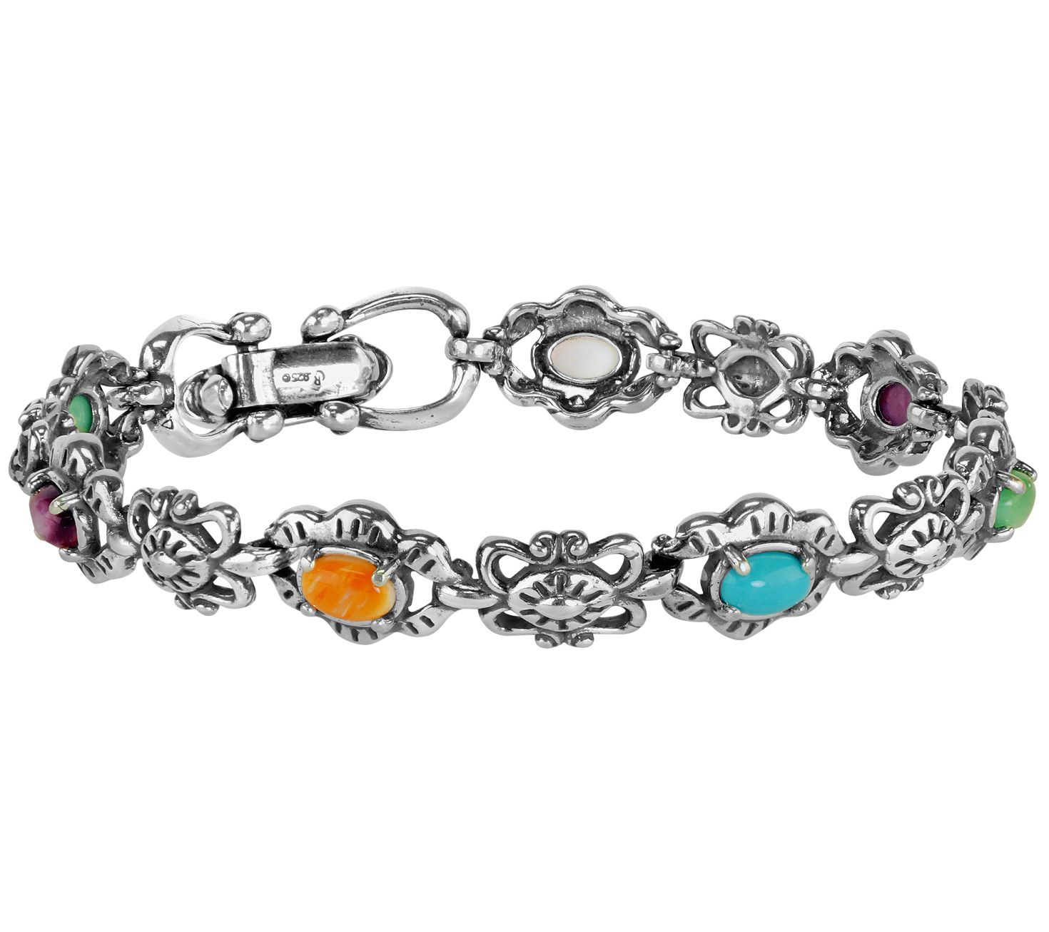 American West Sterling Silver Multi-Gemstone Te nnis Bracelet