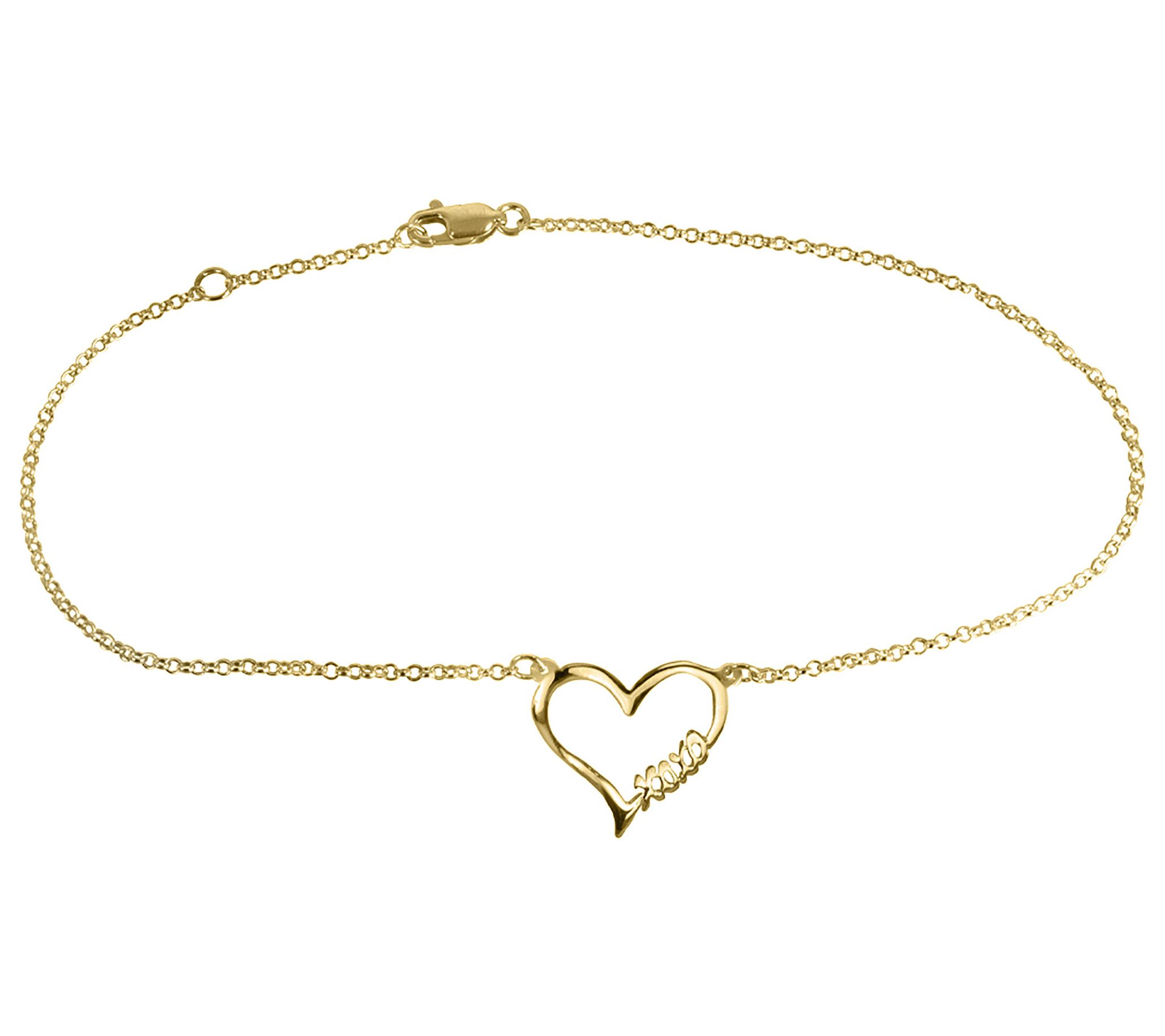 Open Heart "Hugs And Kisses" 14k Gold-Plated St rling Anklet