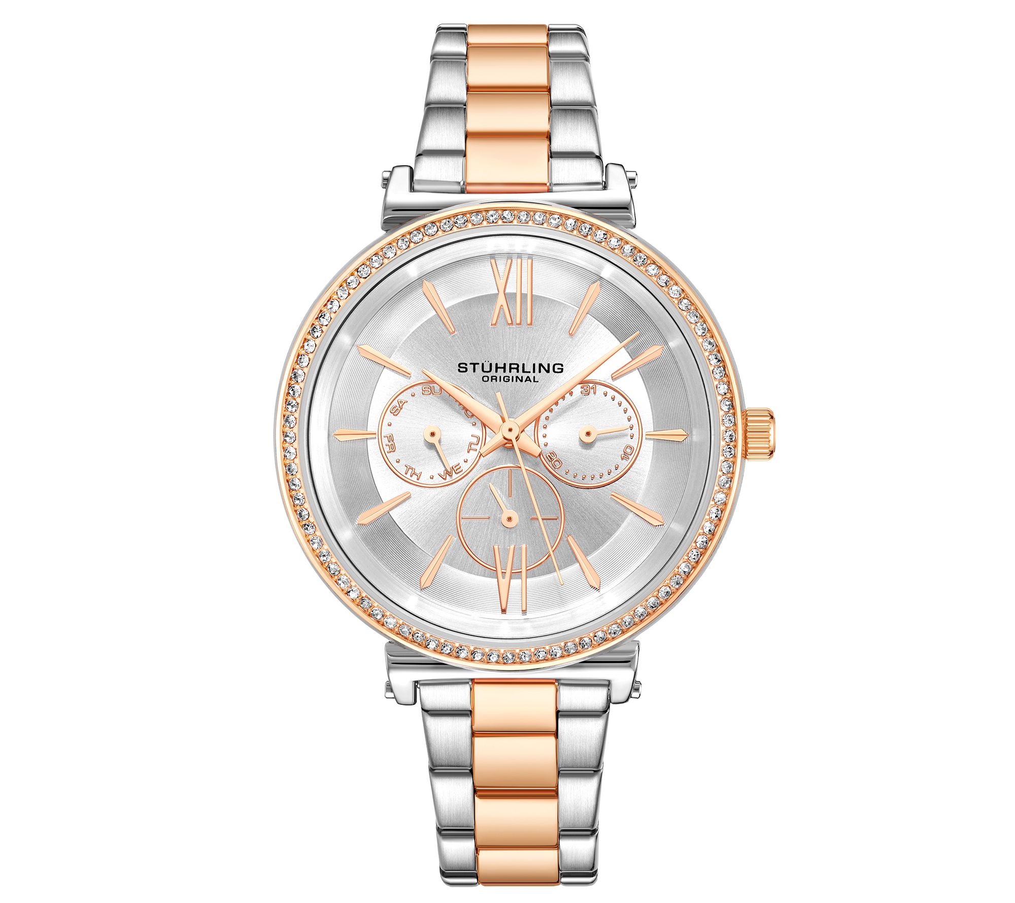 Stuhrling Womens Aria Two-Tone Multi-Function Watch