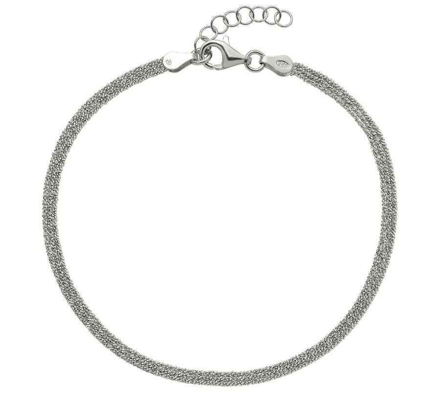 Italian Silver Popcorn Link Anklet, 4.2g