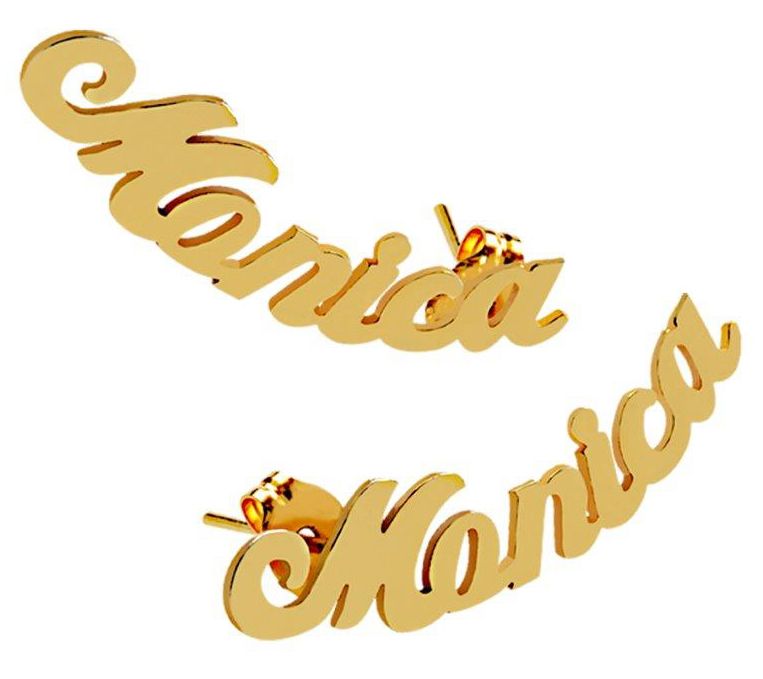 14K Gold Plated Personalized Curve Script Name rrings