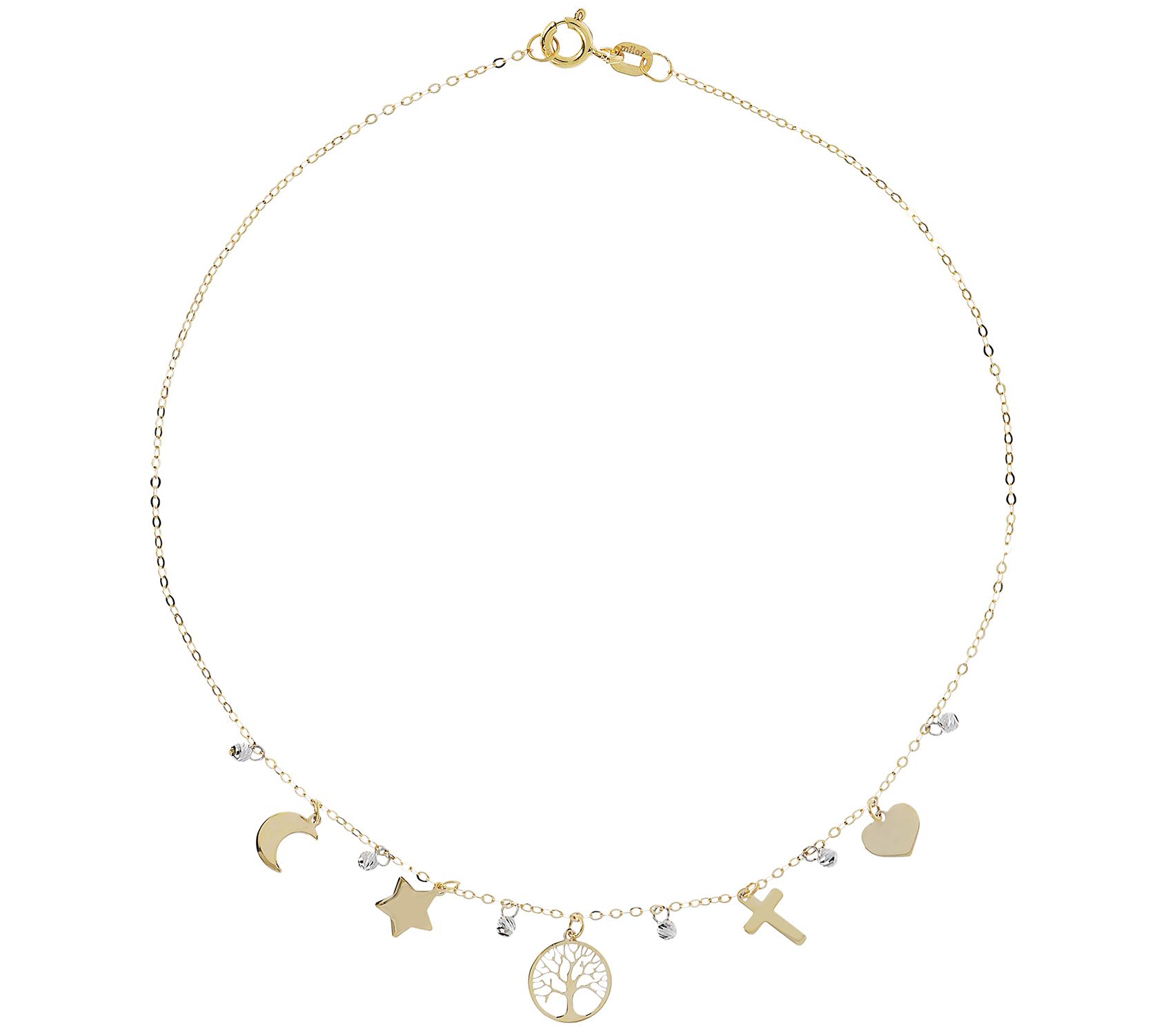 Italian Gold Two-Tone 10 Ankle Bracelet, 14K