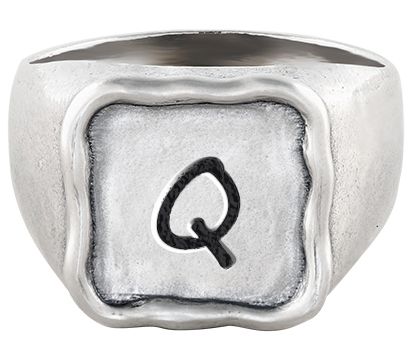 Or Paz Sterling Silver Personalized Initial Sig  net Ring
