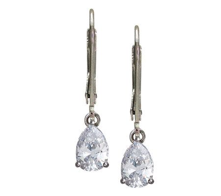 Diamonique 2 cttw Pear Cut Lever Back Earrings, Platinum Clad