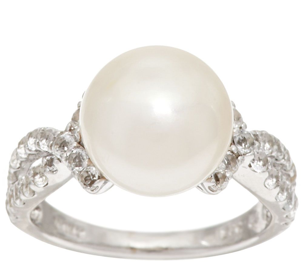 Honora Cultured Pearl 9.5mm and Gemstone Sterling Ring - J295446 — QVC.com