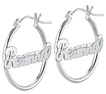 Sterling Silver Small Hoop Name Earrings