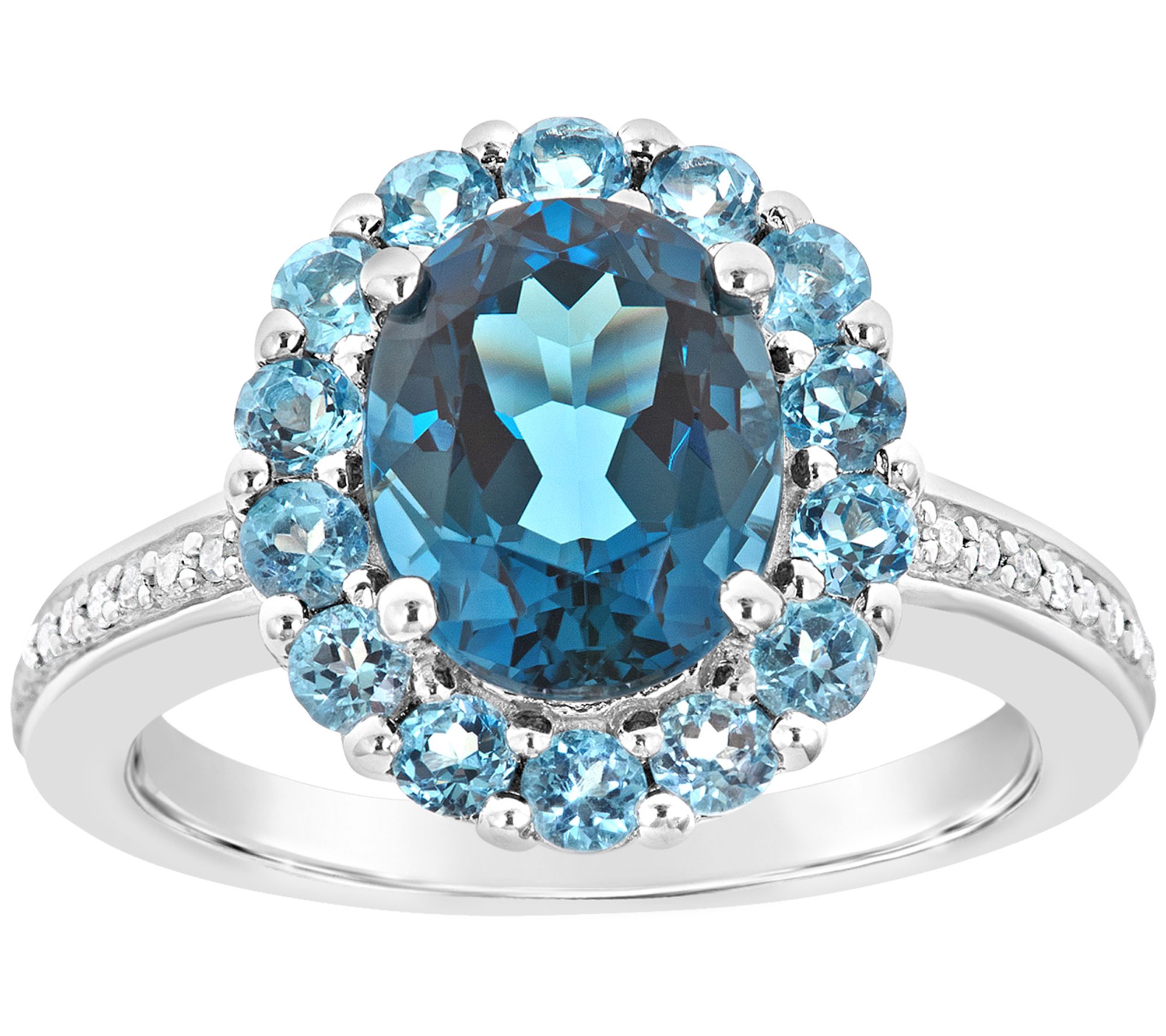 Sterling 3.50 cttw Blue Topaz & 1/10 cttw Diamo nd Ring