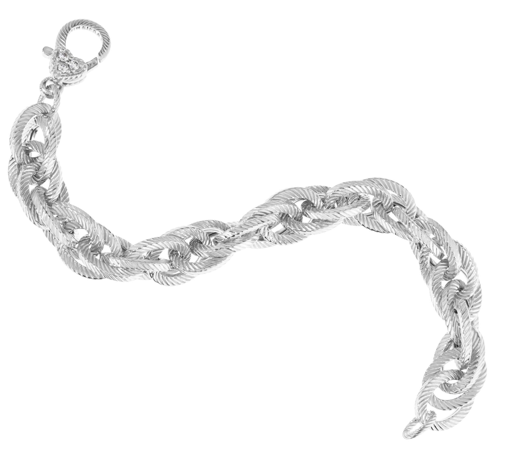 Judith Ripka Verona Sterling Silver or 14K Clad Bracelet 28.0g