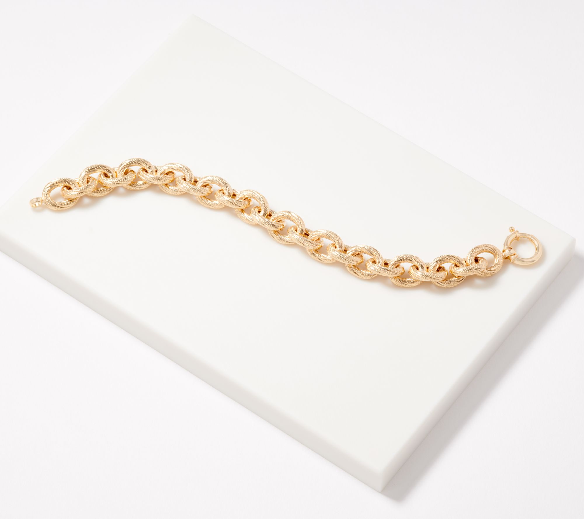 Sterling Silver Textured Rolo Link 8 Bracelet by Silver Style