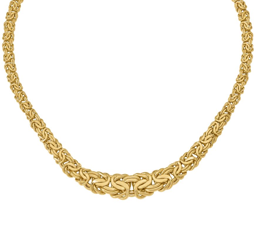 Italian Gold Graduated Byzantine Necklace 14K, 18.6g