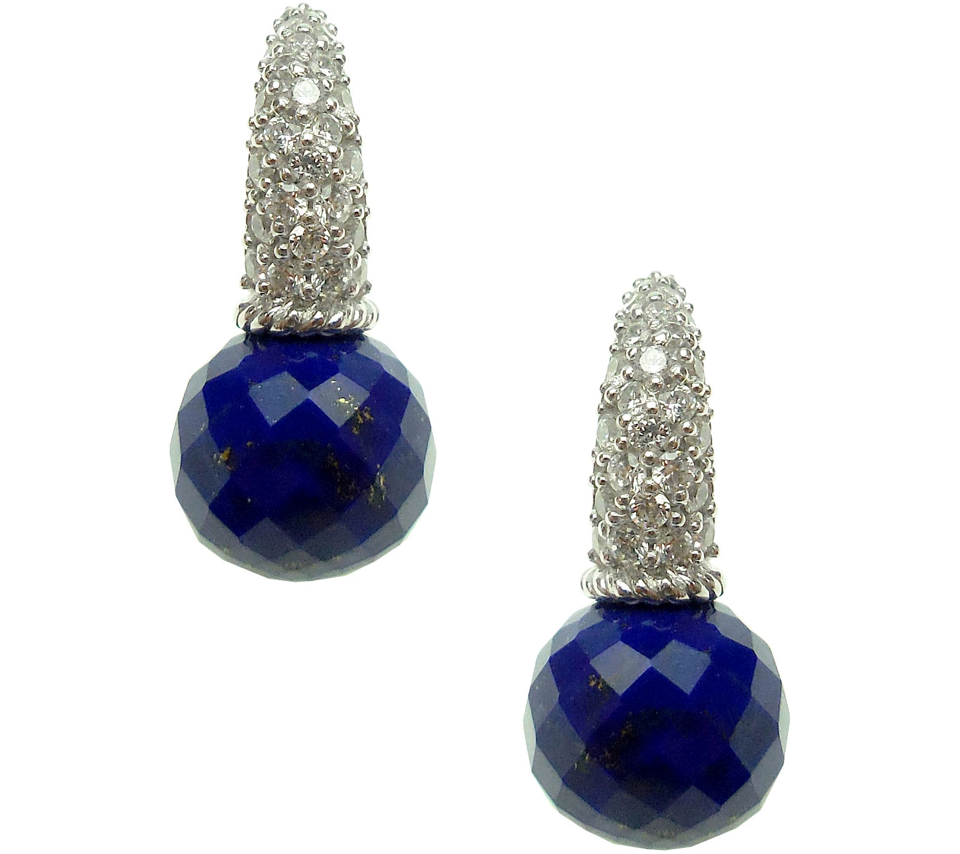 Judith Ripka Sterling Lapis Bead & Diamonique E arrings