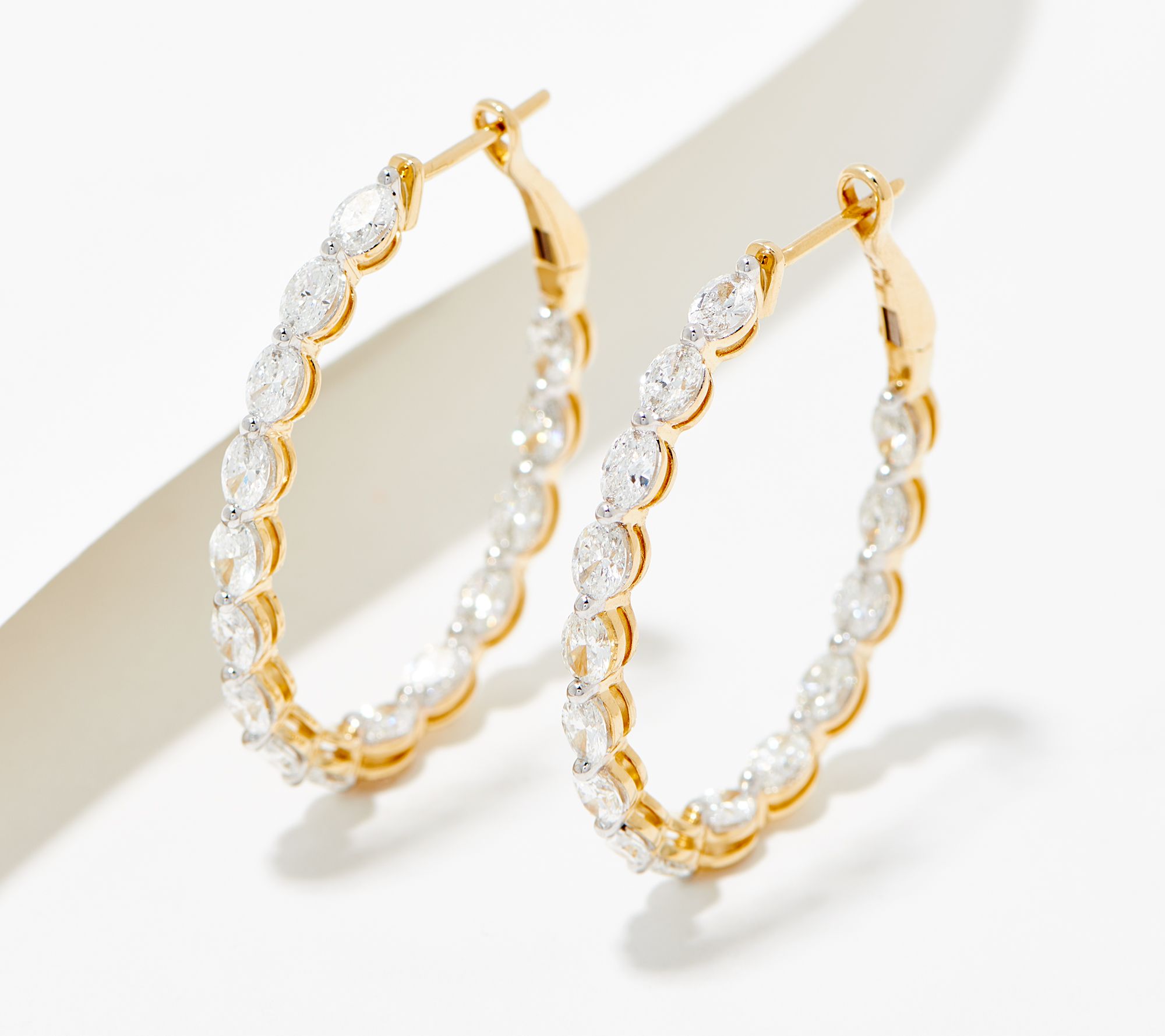 Fire Light Lab Grown Inside-Out 4cttw Oval 14KDiamond Hoops