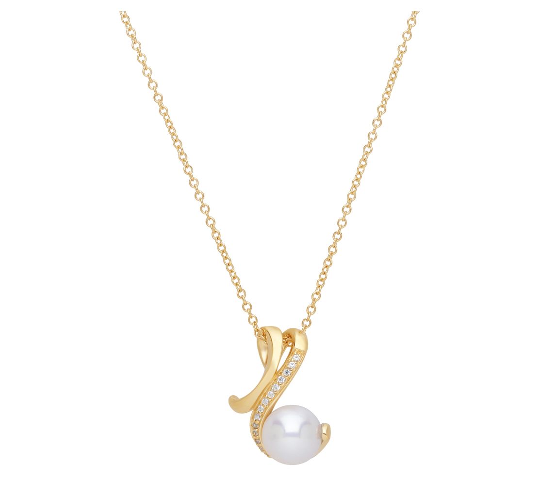 Ariva 14K Gold Cultured Pearl & Sapphire Pendant w/ Chain