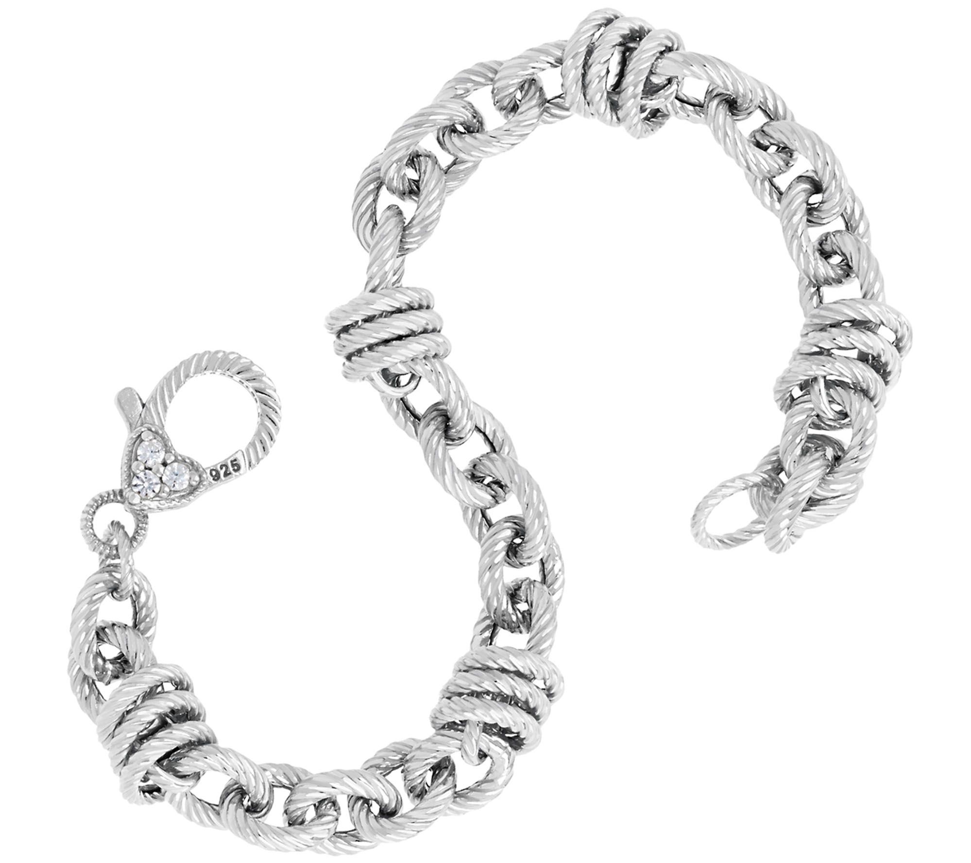 Judith Ripka Verona Rolo & Circle Link Sterling Bracelet 11.5g