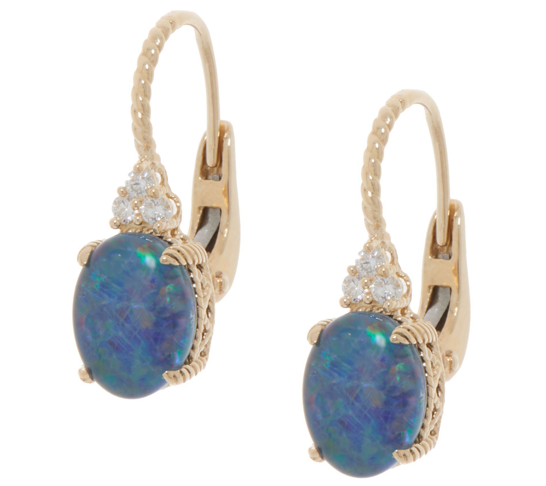 Judith Ripka 14K Gold Opal Triplet & Diamond Earrings