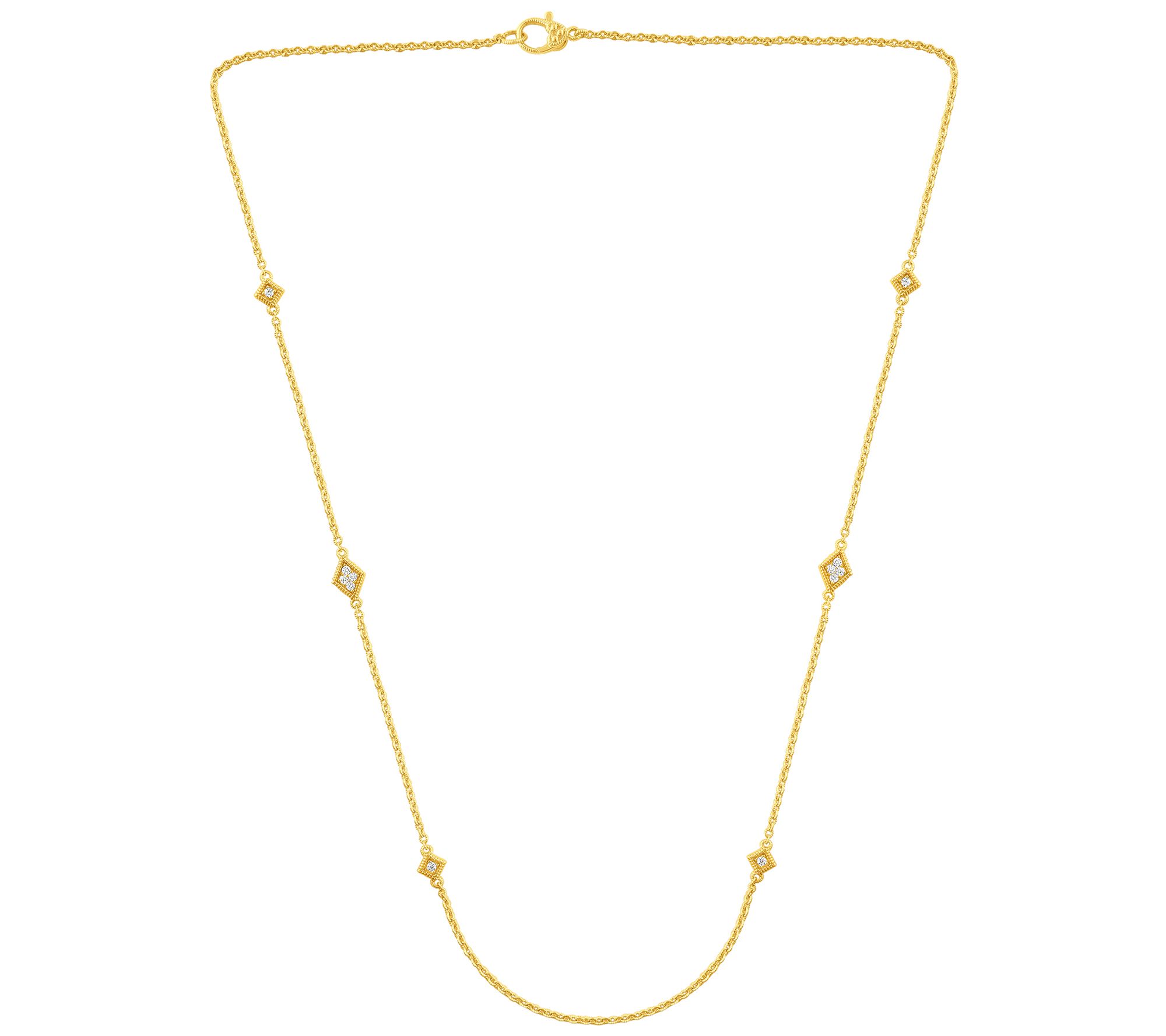 Judith Ripka 14K Gold 0.20 cttw Diamond  Statio n Necklace