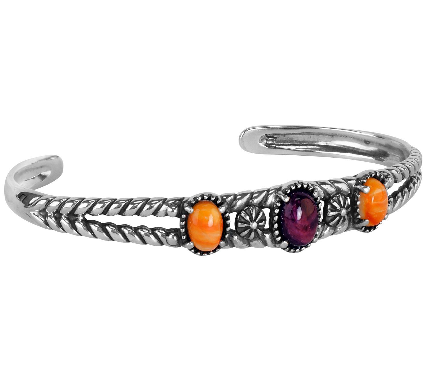 American West Sterling Silver Friendship Multi- Gemstone Cuff