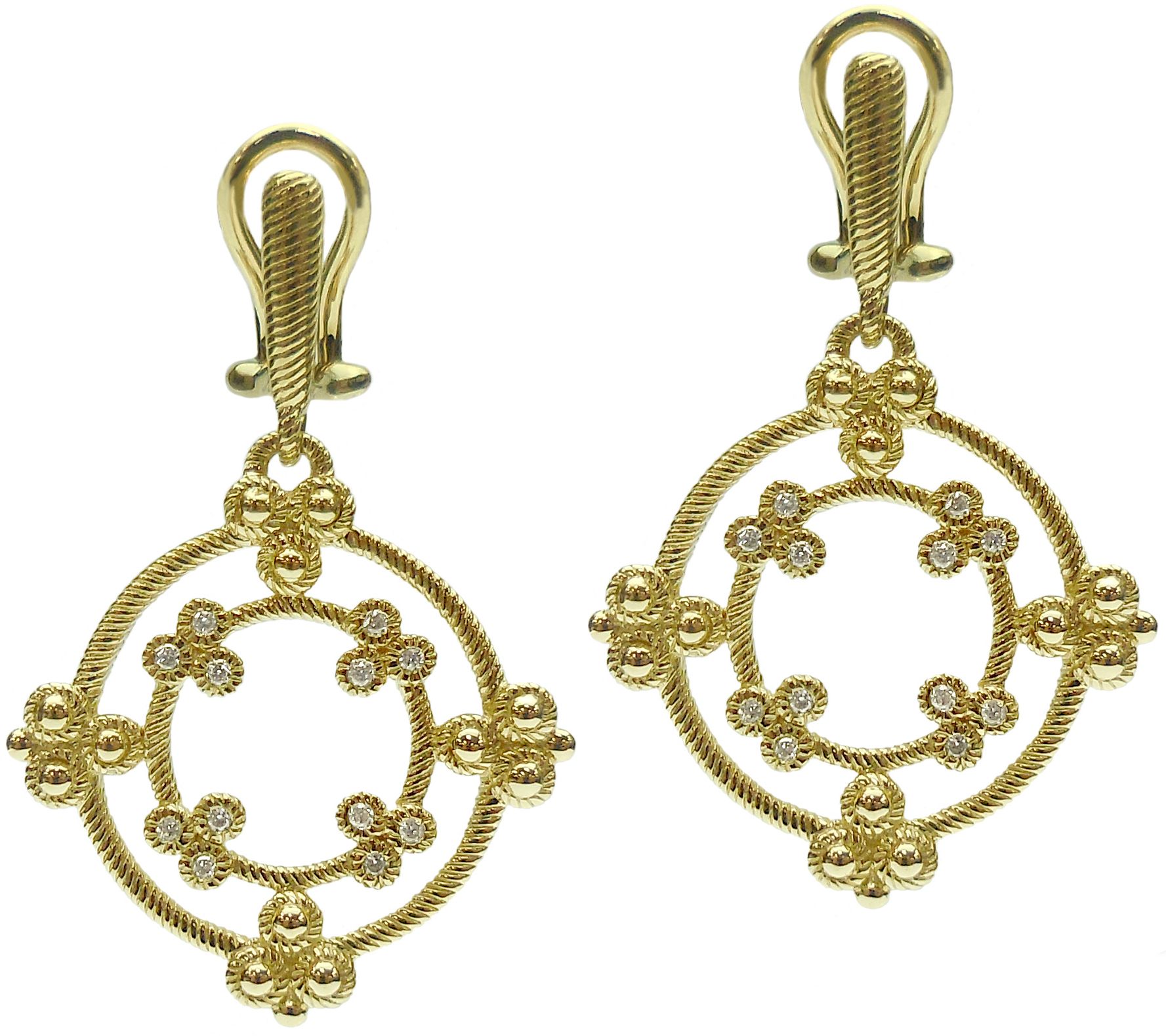 Judith Ripka 14K Gold & Diamond Earrings