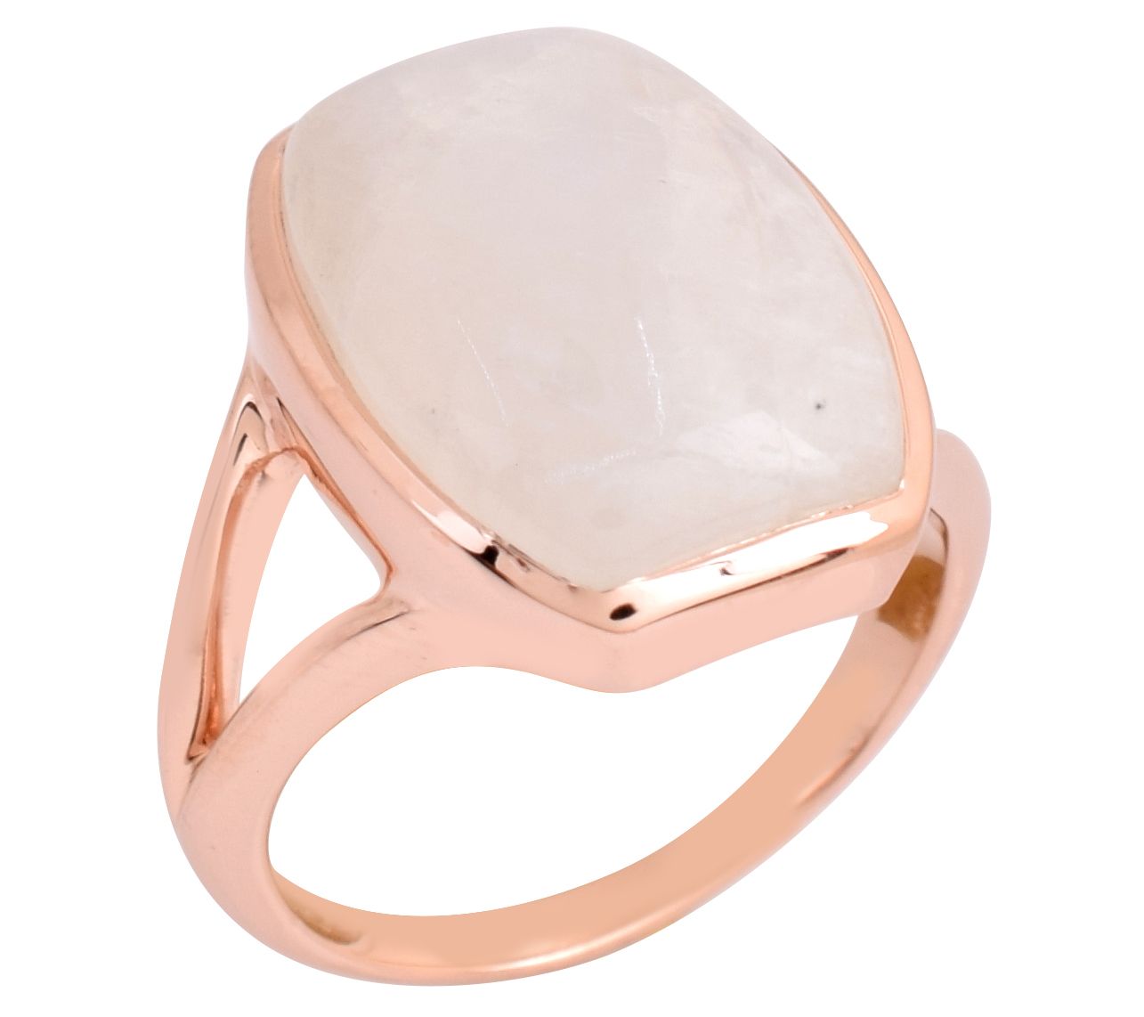 Affinity Gems Moonstone Solitaire Ring, 14K Ros e Gold Plated