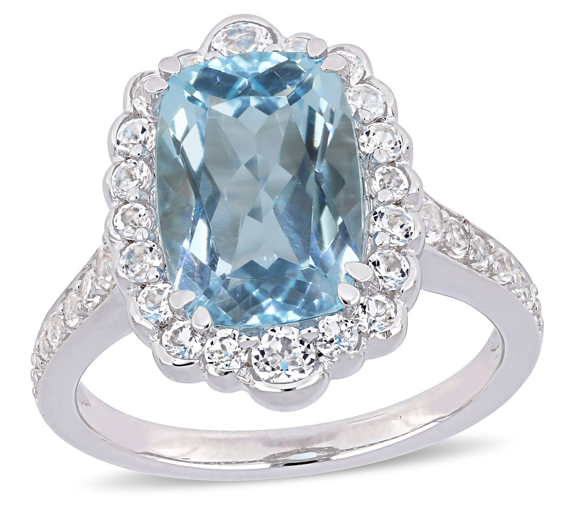 Sterling Silver 5.85 cttw Sky Blue & White T op az Ring