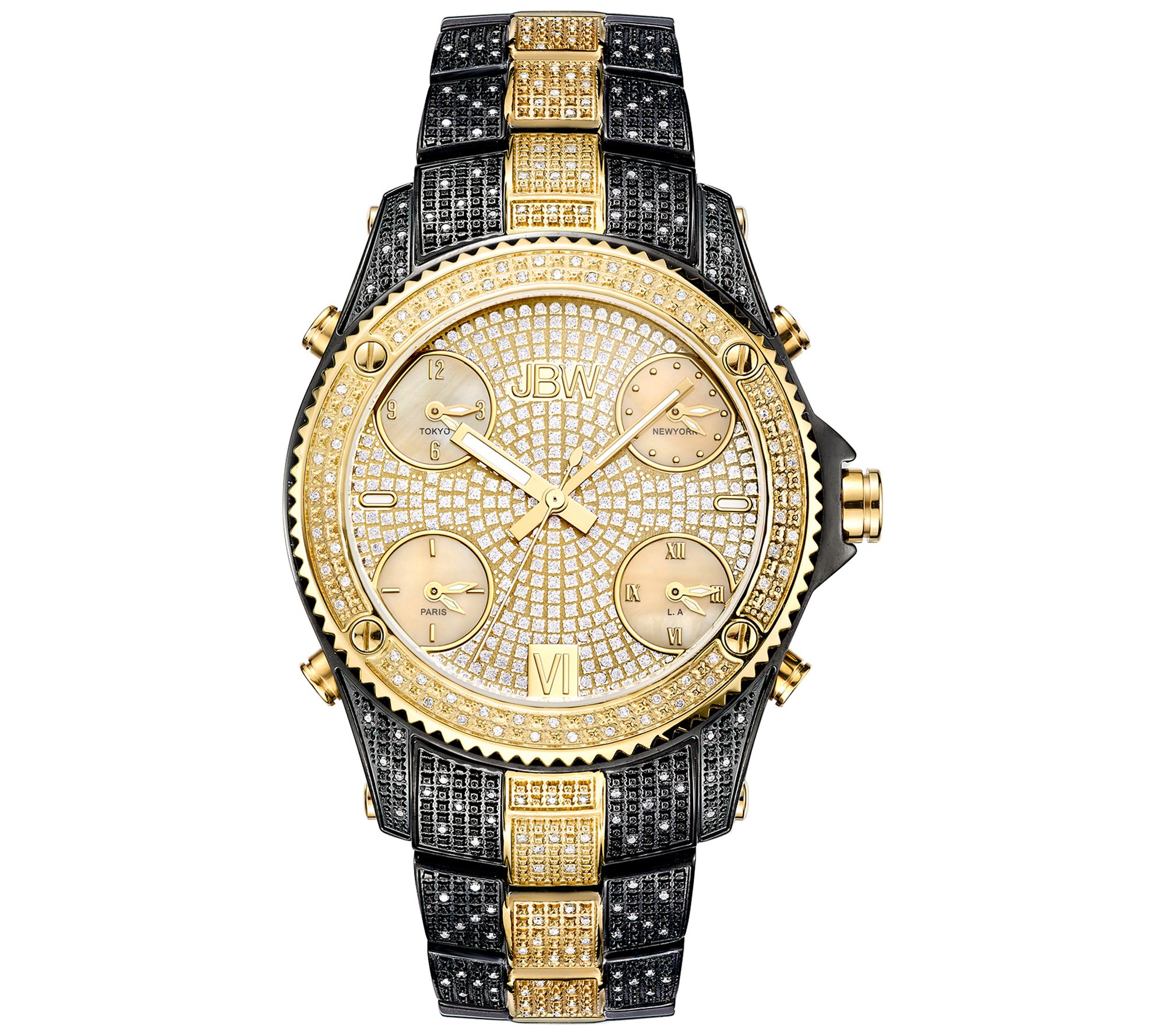 JBW Mens Jet Setter 2.30 cttw Diamond Black Io n-Plated Watch