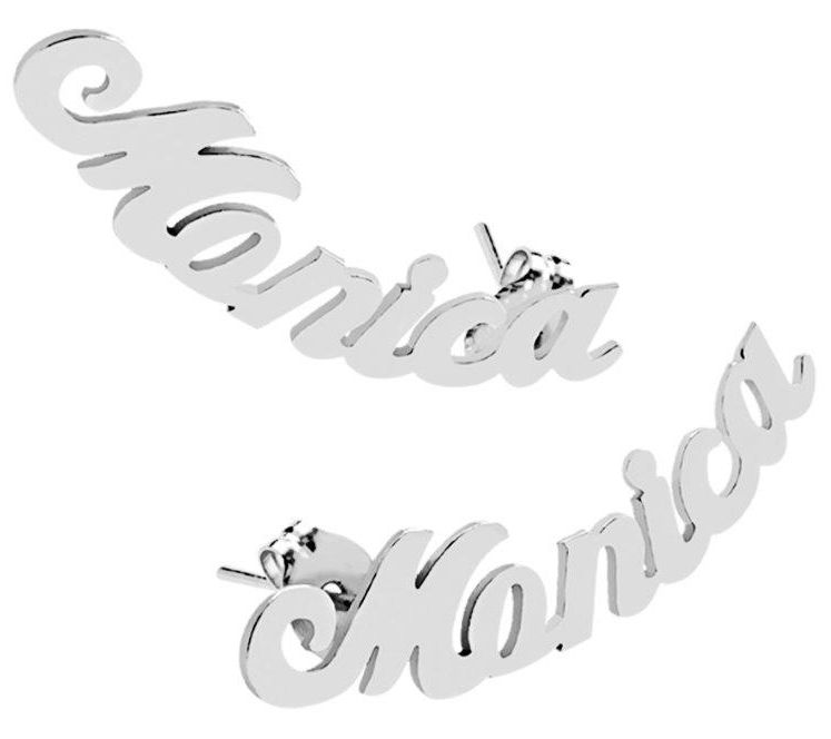 Sterling Silver Personalized Curve Script Name rrings