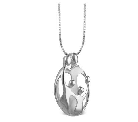 Personalized Sterling Parent & 3 Child Loving F amily Pendant