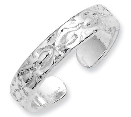 Sterling Etched-Design Toe Ring