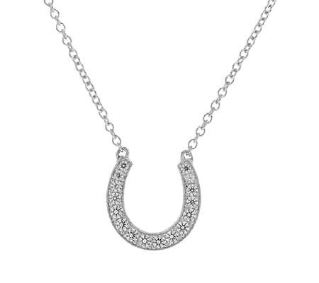 Diamonique Horseshoe Necklace, Platinum Clad