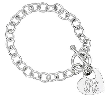 Sterling Personalized Cutout Heart Charm Link B racelet
