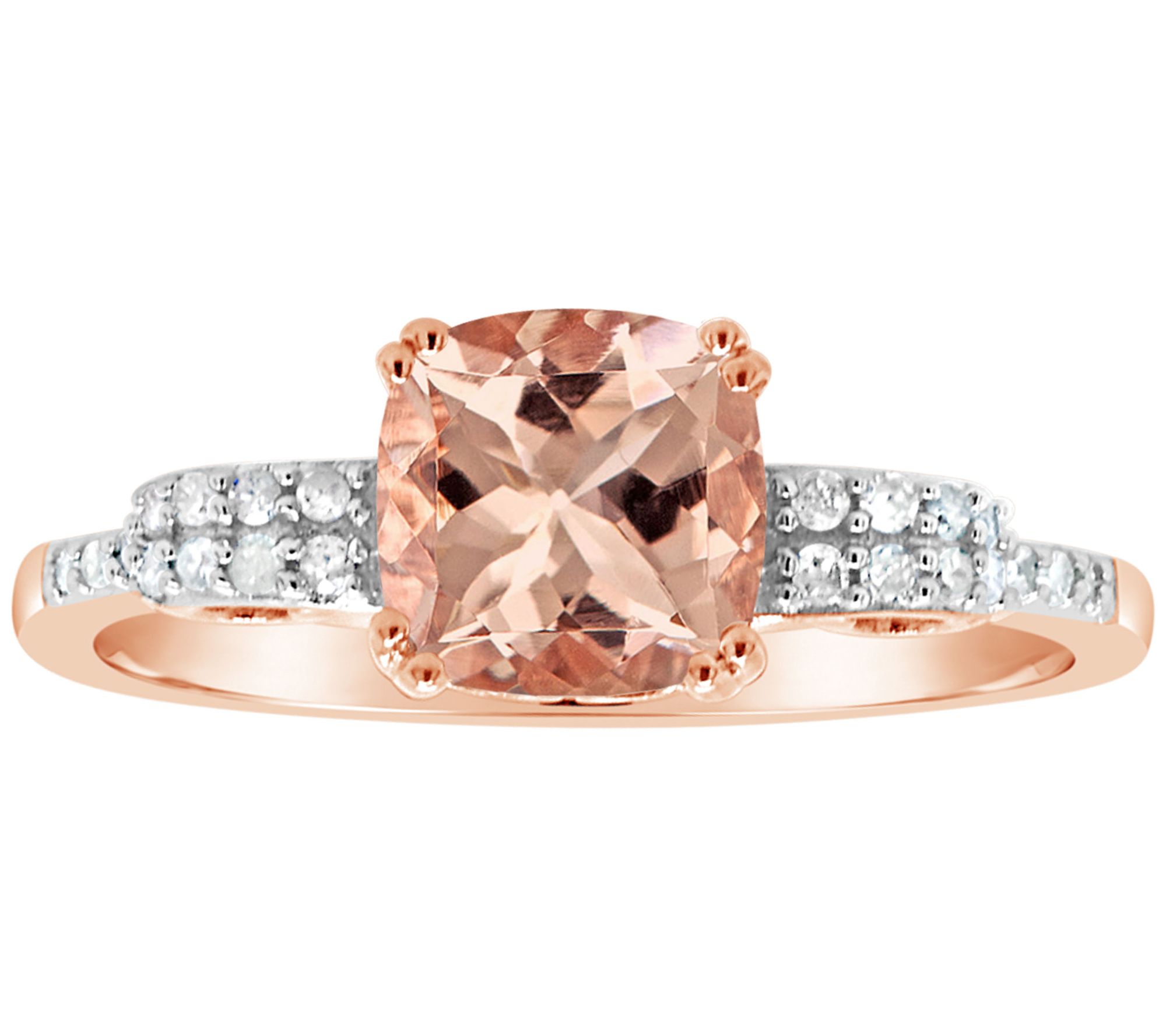 1.00 cttw Morganite & 1/10 cttw Diamond Ring, 1 4K Plated