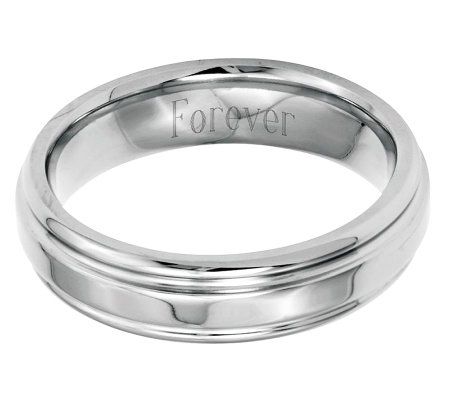 Steel by Design 6mm Ridged Edge Polished Engrav able Ring