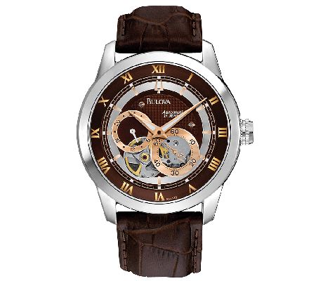 Bulova Men's Automatic Brown Leather Strap Watc