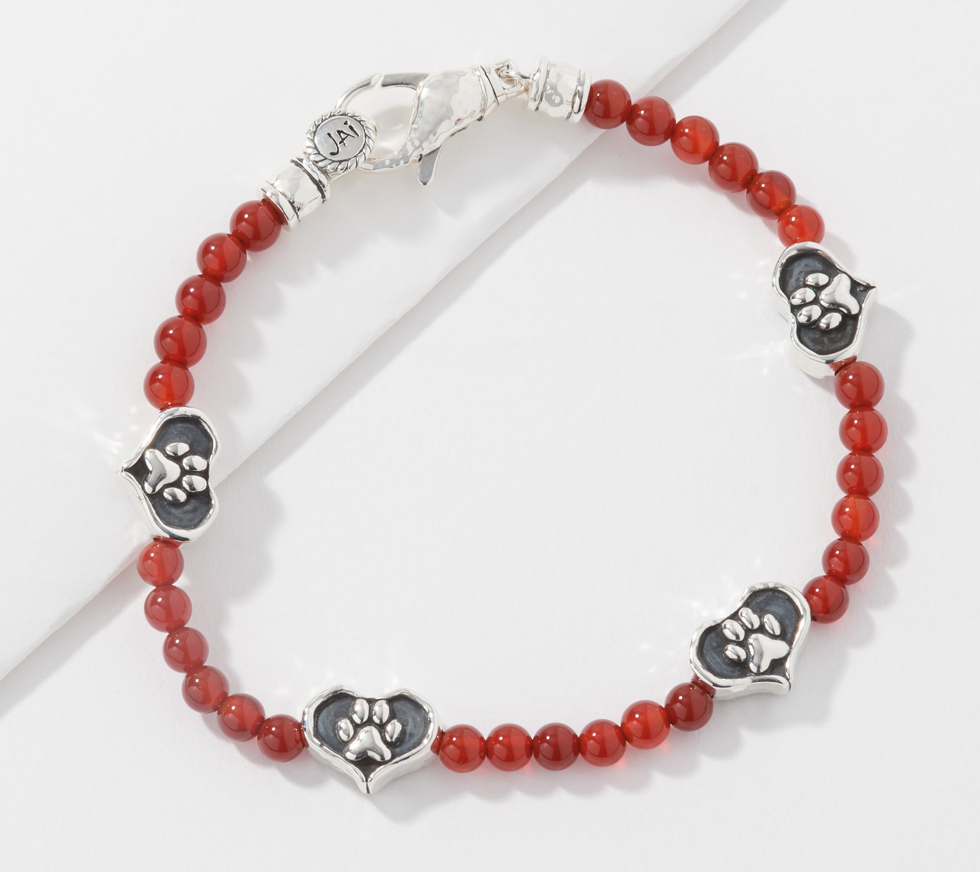 JAI Sterling Silver Gemstone Symbols of Love Bracelet