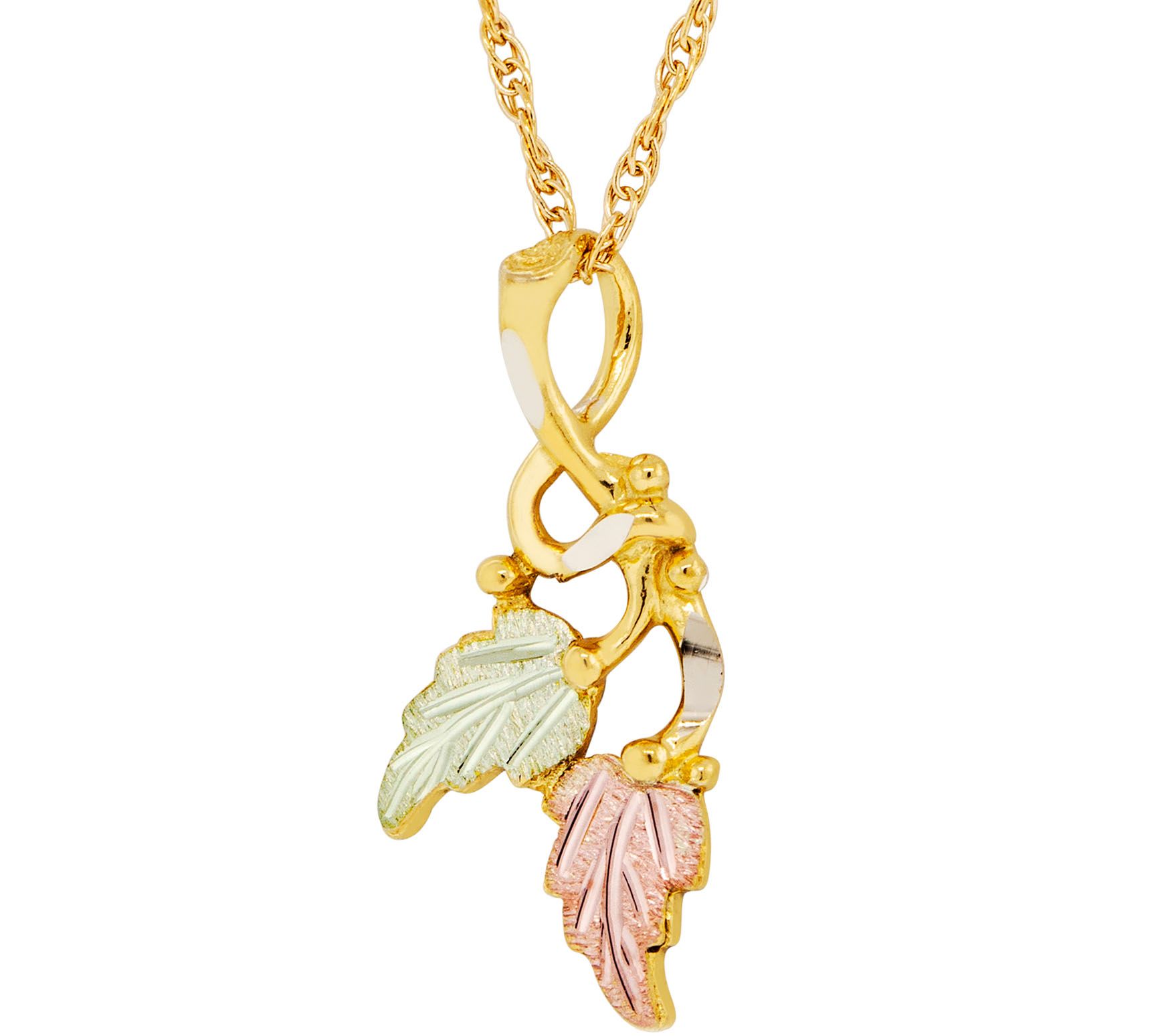 Black Hills Crossover Leaf Pendant w/ Chain 10K /12K