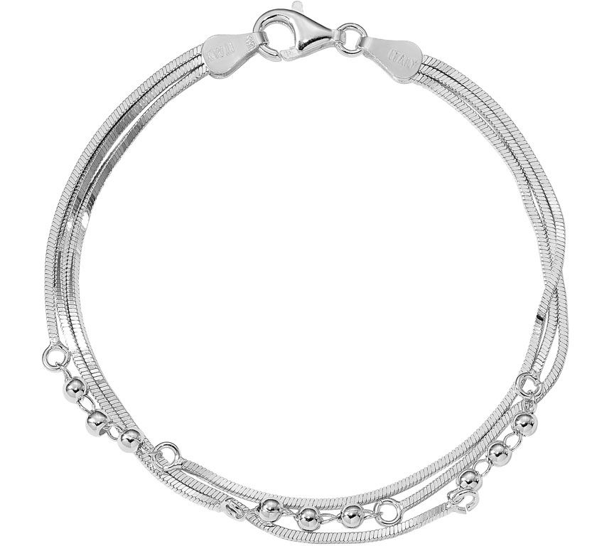 Italian Silver 3-Strand Bracelet Sterling, 5.7g