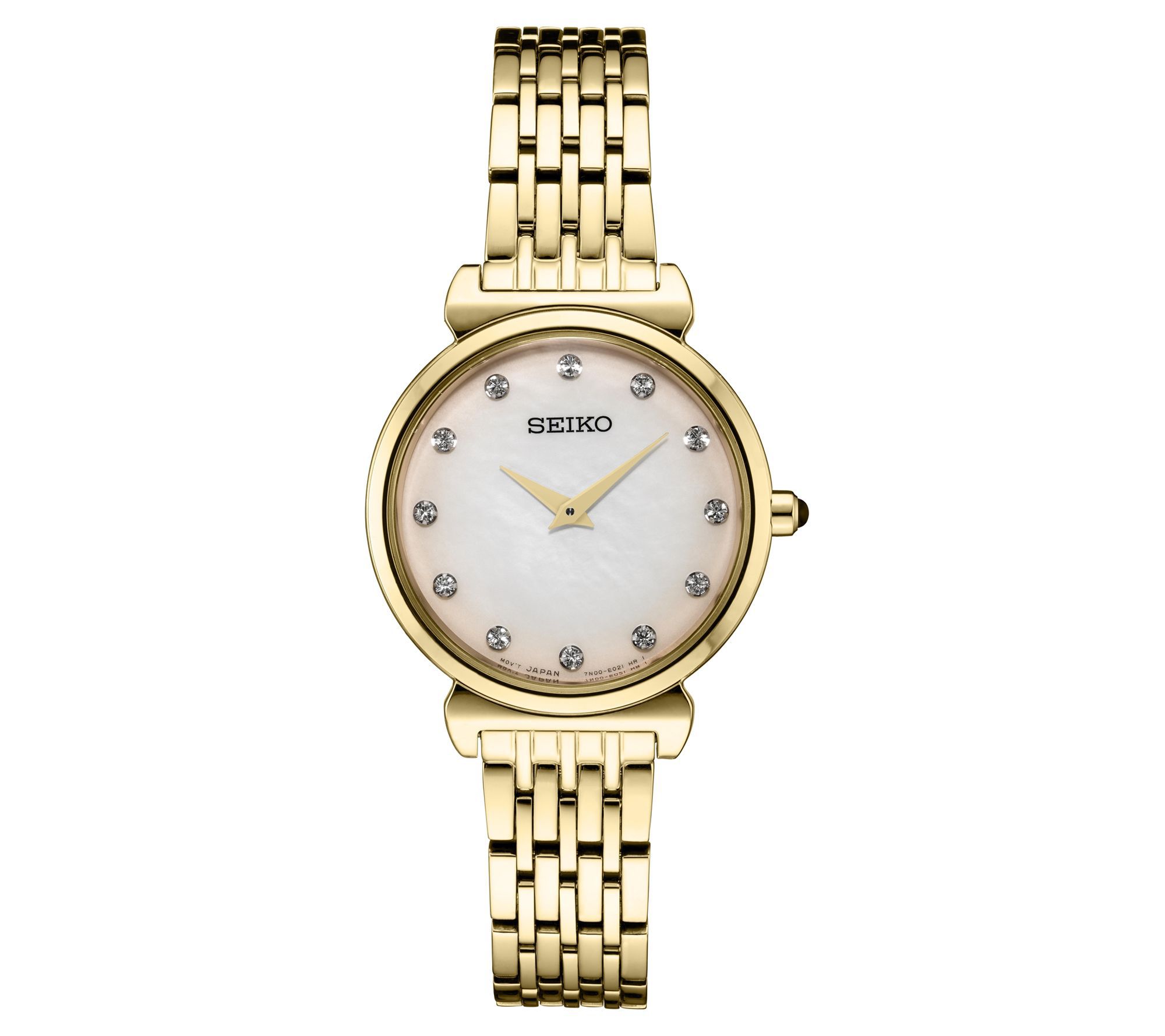 Seiko Womens Goldtone Mother-Of-Pearl Dial Wat ch w/ Crystals