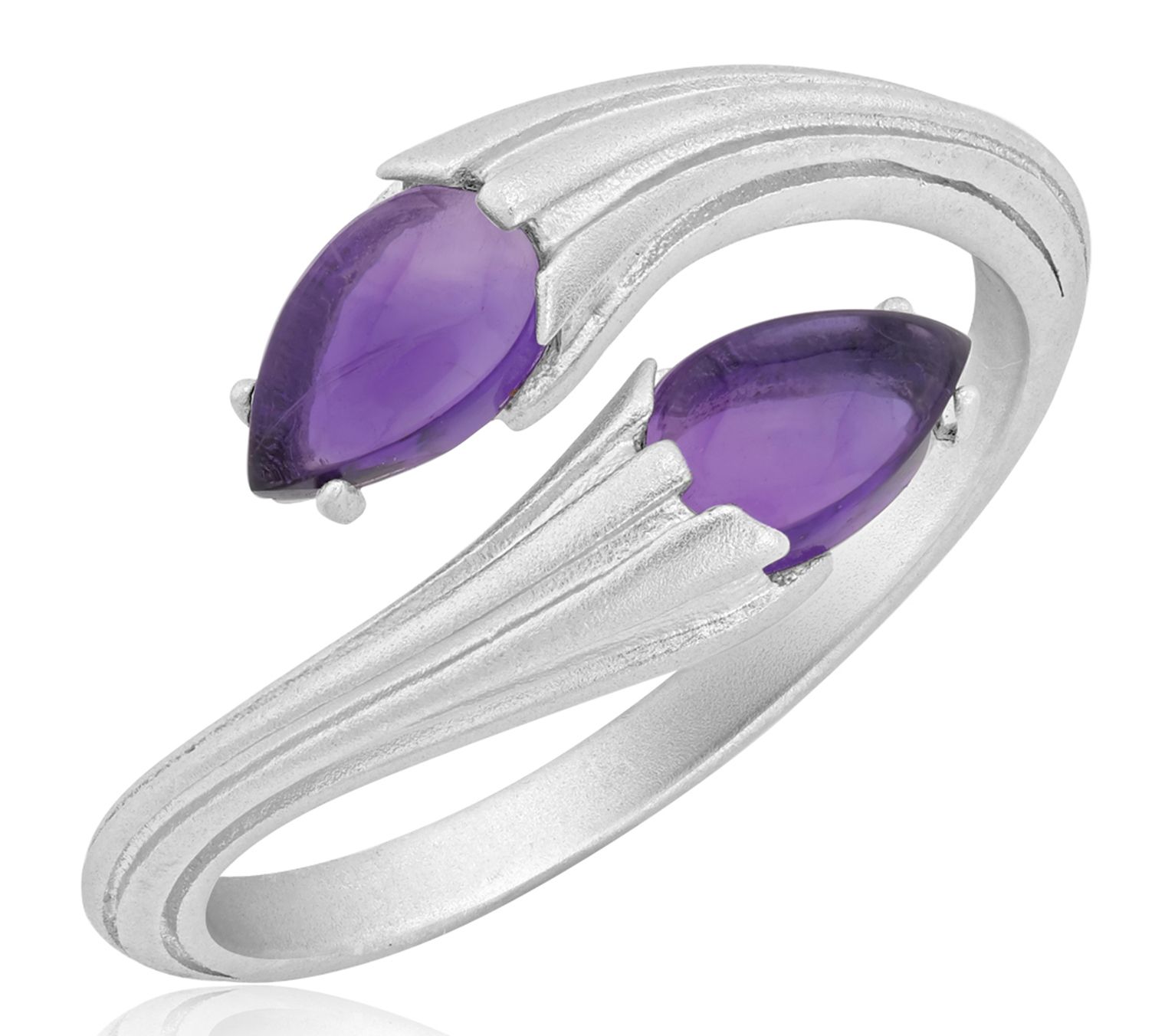 Generation Gems Sterling Silver Gemstone Bypass Ring