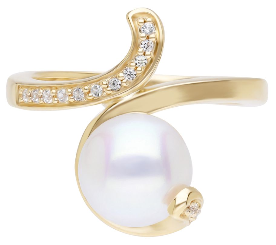 Ariva 14K Gold Cultured Pearl & White Sapphire ing