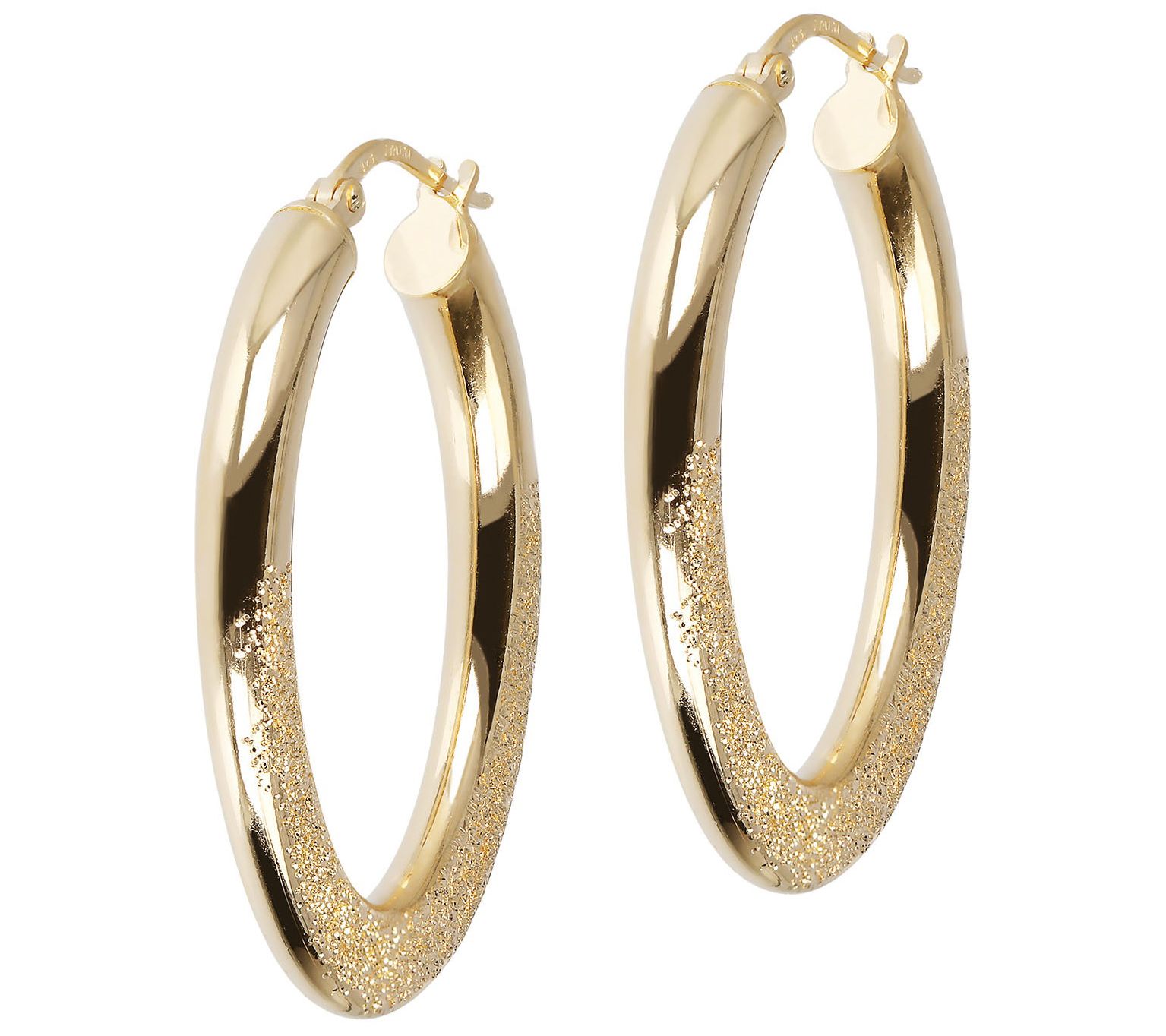 Silver Style 14K Gold Plated Sterling Silver 11/4" Round Hoop Earrings QVC Fine Jewelry Jewelry