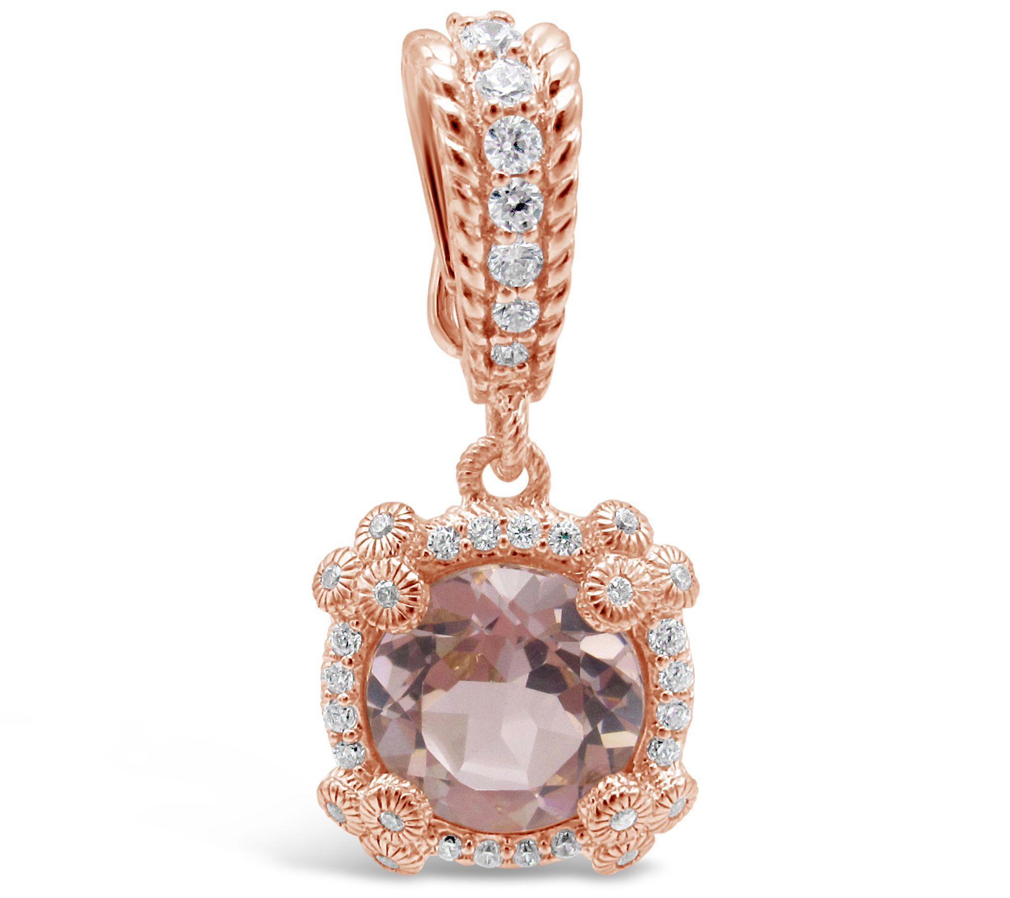 Judith Ripka 14K Rose Gold Clad Diamonique Enha ncer