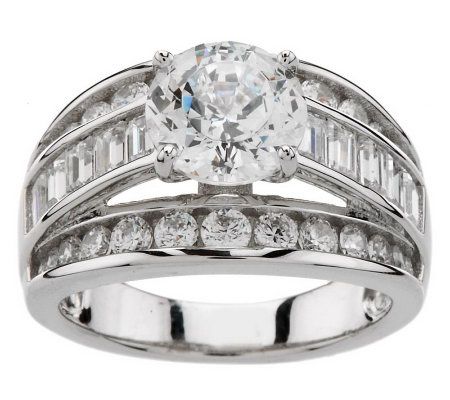 Diamonique 100-Facet 3.50 cttw Ring, Platinum Clad
